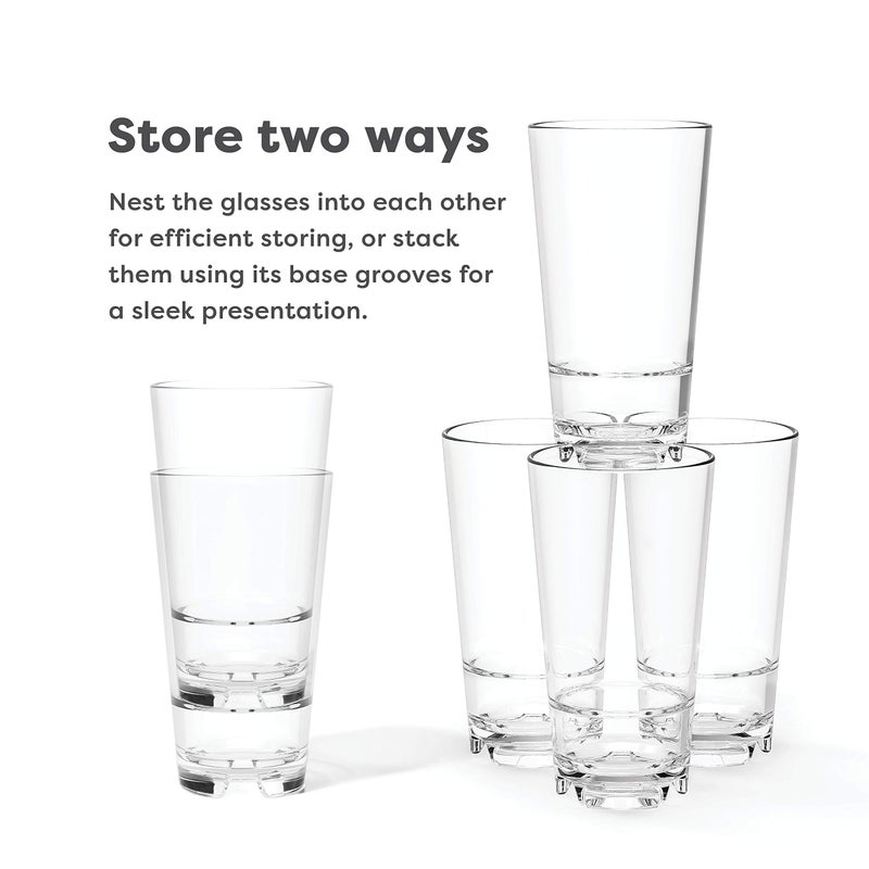 TOSSWARE RESERVE 16oz Stacking Pint, SET OF 24, Premium Quality, Tritan Dishwasher Safe & Heat Resistant Unbreakable Plastic Beer Glasses, Clear - Image 3